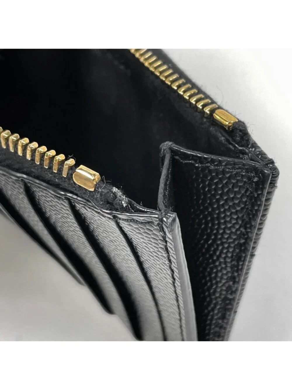 Saint Laurent Monogram Lambskin Fragment Zip Card Case Leather Black - Picture 5 of 7